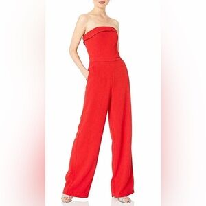 Cupcakes & Cashmere Strapless Red Jumpsuit